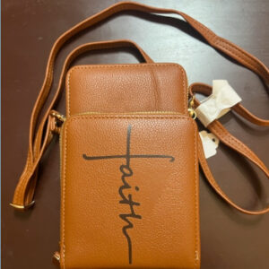 Faith 3 Zipper Cross Body Leather Purse Caramel