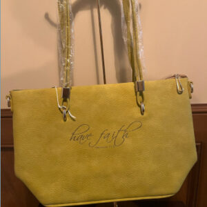 Have Faith Shoulder Strap Genuine Leather Purse Yellow