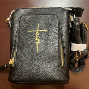 Soft Leather 3 Zipper Pocket Cross Body Purse Black