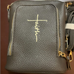 Soft Leather 3 Zipper Pocket Cross Body Purse Charcoal